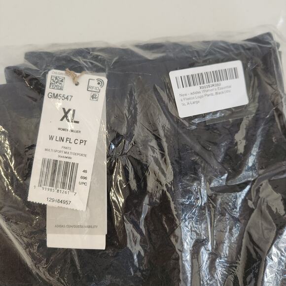 adidas Women's Essentials Fleece Logo Pants, Black/White, X-Large - Picture 4 of 4